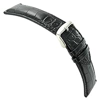 28mm deBeer Black Baby Crocodile Grain Genuine Leather Padded Watch Band Mens