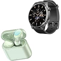 TOZO S5 Smartwatch (Answer/Make Calls) Sport Mode Fitness Watch, Black + T6 Wireless Bluetooth in-Ear Headphones Green