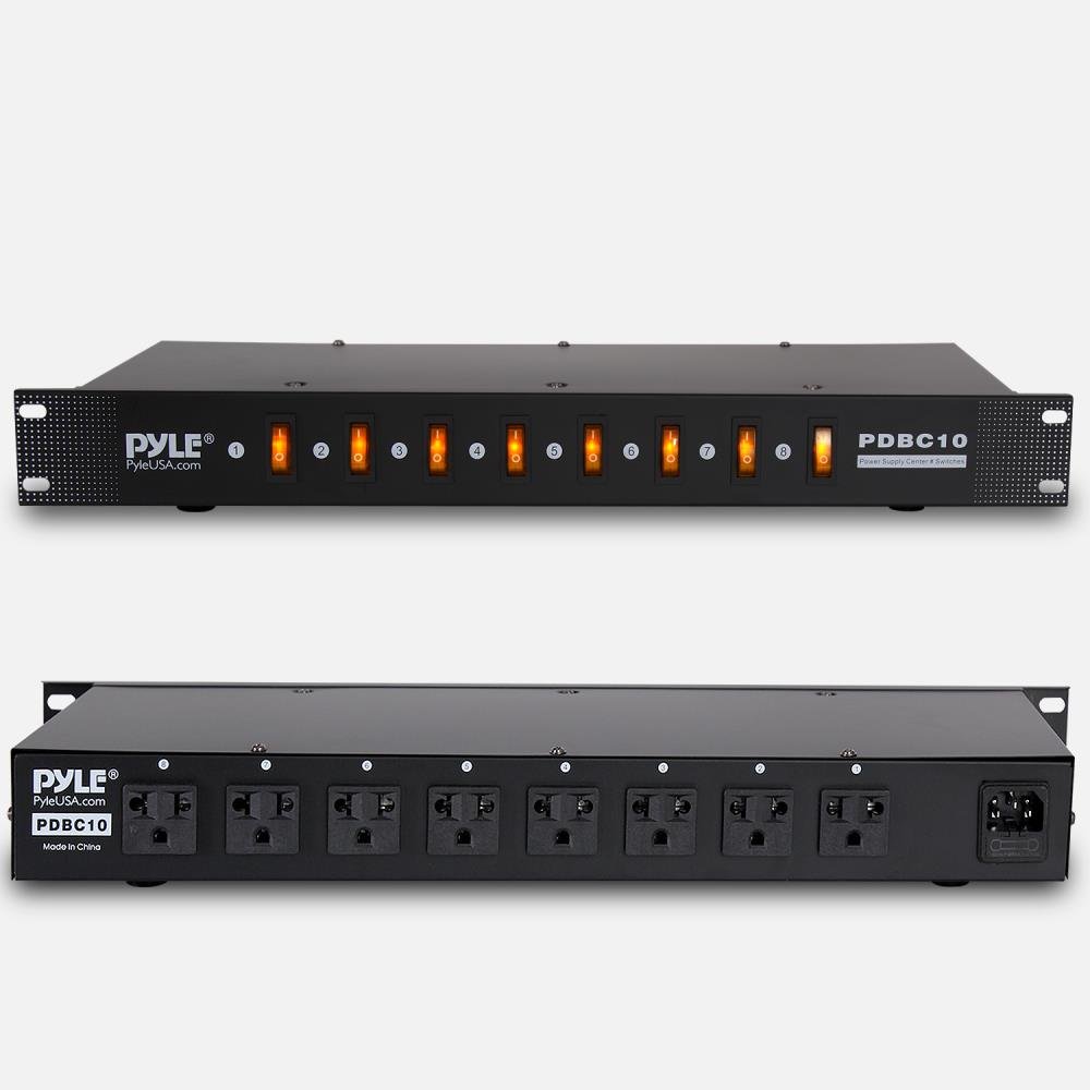 PYLE-PRO Electric Rack Mount PDU Unit - 8 Outlets w/ Digital Display and Surge Protection, 1U/15A/120V Aluminum Alloy Power, Covered w/ ON/OFF Switch,Wide Usage & Built-In Circuit Breaker - PDBC10