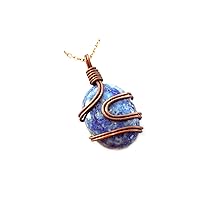 Lapis Lazuli Gemstone Necklace, Coper Wire Wrapped Jewelry, Designer Gemstone Jewellery DR-2328