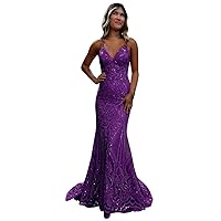 Basgute Sparkly Sequin Mermaid Prom Dresses for Teens 2023 Long Bodycon Glitter Lace Formal Evening Party Gown for Women