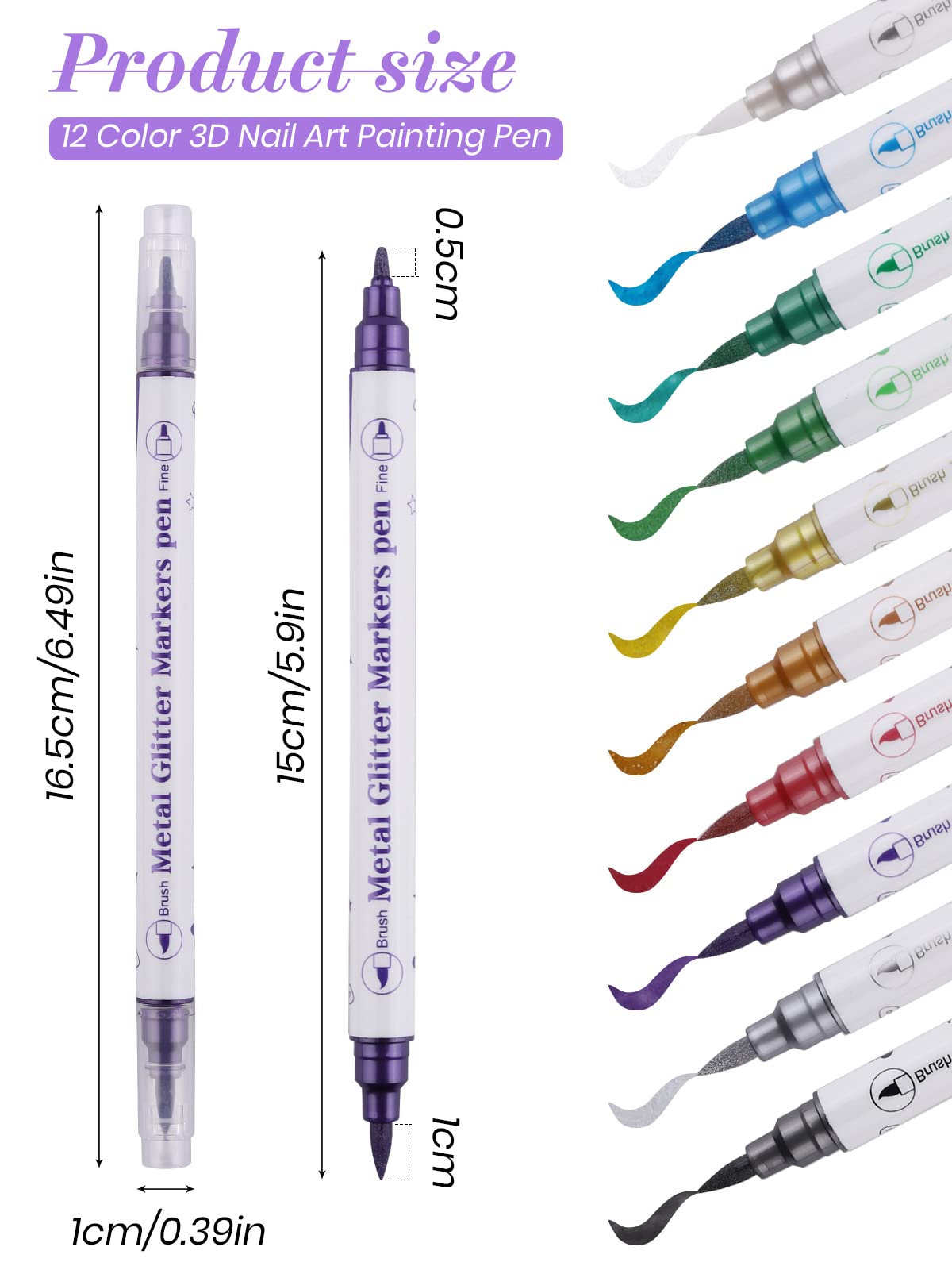 Black Nail Art Graffiti Pen For 3D Nail Art DIY Polish Pen Paint Liner Pens  Manicure Nail Design Painting Tools | SHEIN EUR
