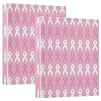 1.5 Inch Binder Three-Rings Breast Cancer Ribbons Pink with Clipboard Office Binder 200 Sheets 2PCS