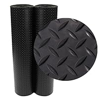 Rubber-Cal Diamond-Plate Rubber Flooring Rolls - 3 mm x 4 ft x 3 ft Rolls - Black