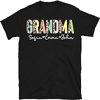 Custom Grandma Shirt with Grandkids Names, Leopard Print Personalized Nana Tee, Mother's Day Shirt, Custom Names, Gift for Mimi Mom