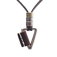 PU Leather Necklace Vintage Boho Style Multilayer Pendant Long Sweater Necklace Jewelry for Women Girl Men with Adjustable Leather Cord