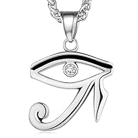 Eye of Horus Necklace Ankh Cross Necklaces, Stainless Steel Ancient Egyptian Coptic Jewelry for Men Women, Wedjat Eye Pendants Customize Available