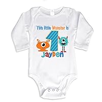 NanyCrafts' This Little Monster Birthday Boy PERSONALIZED Long Sleeve Bodysuit