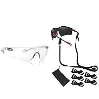 NoCry ANSI Z87.1 Safety Glasses with Scratch Resistant Coating - Anti Fog Safety Glasses, Clear Safety Glasses for Men & Sunglasses Strap — Non-Slip, Adjustable and Easy to Use — 2-IN-1 Pouch