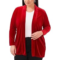 Vince Camuto Womens Plus Sparkle and Shine Velvet Long Sleeves Open-Front Blazer