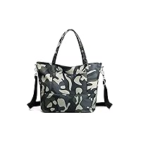Handbag Women Lightweight Nylon Waterproof Camouflage Tote Bag Travel Handbag Big Casual Shoulder Bag (Color: Blue)