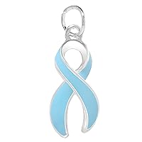 Fundraising For A Cause | Large Light Blue Ribbon Awareness Charms – Light Blue Ribbon Shaped Charms for Prostate Cancer, Trisomy 18, Cushing’s, Graves Disease & Jewelry Making