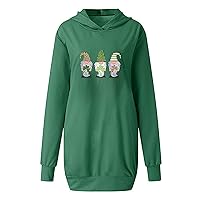 Fashion Women St. Patrick's Day Floral Print Hooded Pockets Short Sweatshirt Dress