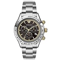 Versace Chrono Classic Men's Watch Silver Steel Brown Dial 44 mm VEV700419, Bracelet