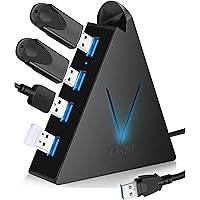 4-Port USB 3.0 Hub, FlyingVHUB Vertical Data USB Hub with 2 ft Extended Cable, for Mac, PC, Xbox One, PS4, PS5, iMac, Surface Pro, XPS, Laptop, Desktop, Flash Drive, Mobile HDD