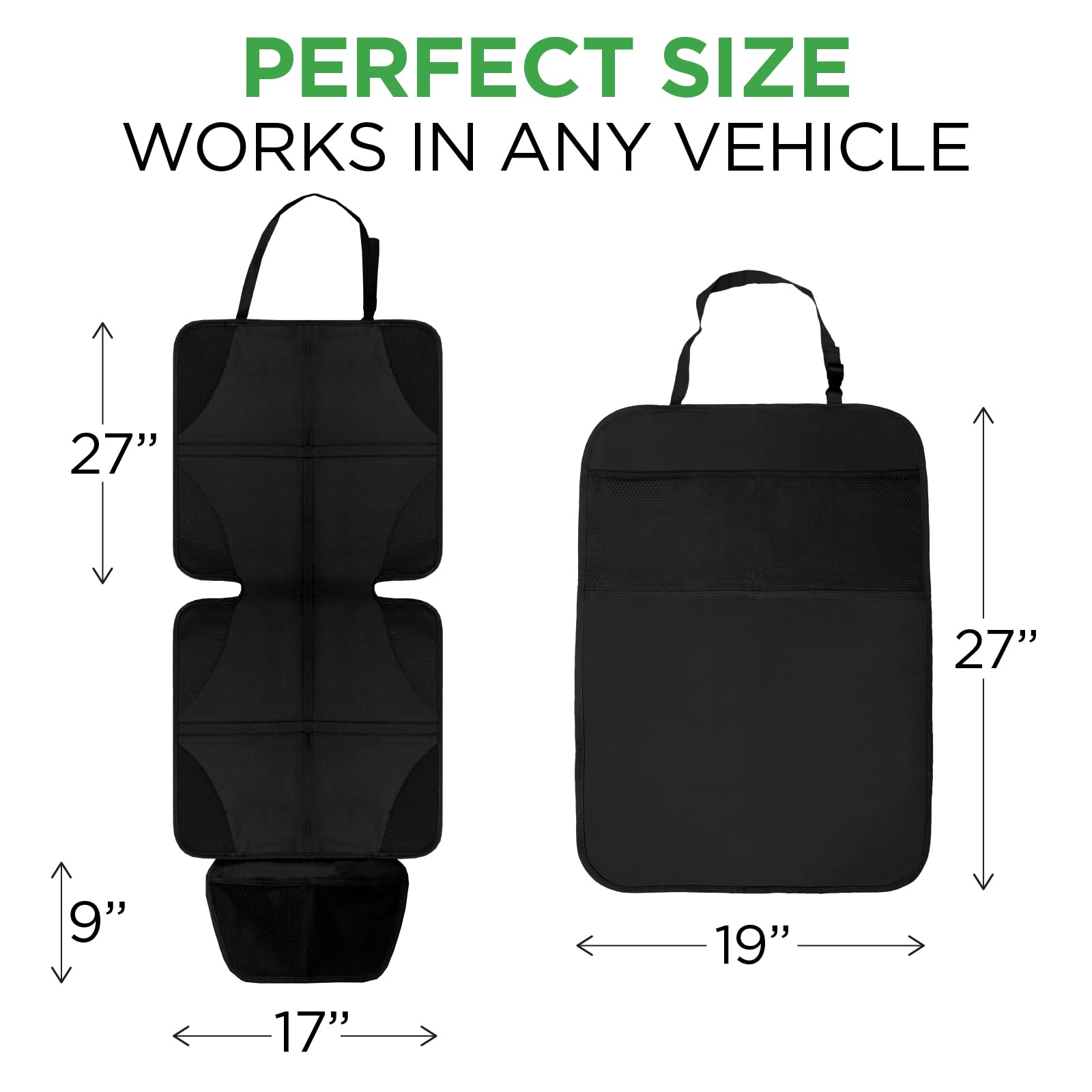 lebogner Car Seat Protector + Kick Mat Auto Seat Back Protector with 3 Organizer Pockets, Durable Quality Seat Covers + Waterproof Kick Guards to Protect Your Leather and Upholstery Seats from Damage