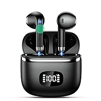Wireless Earbuds Bluetooth Headphones 5.3 Bass Stereo Earphones, 40H Playtime Ear Buds with LED Power Display, Bluetooth Earbud with Noise Cancelling Mic IPX7 Waterproof Earbuds for iOS Android