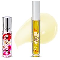 Blossom Scented Roll on Lip Gloss in Strawberry Banana and Well Blended Moisturizing Lip Care Fruit Smoothie Inspired LIp Gloss in Bananaberry Bomb, 2 Pack Bundle