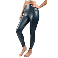 90 Degree By Reflex Super High Waist High Shine Faux Leather Fleece Lined Elastic Free Ankle Leggings