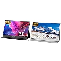 InnoView 2PCS 1080P Portable Monitors 15.6'' Black & 15.6'' Silver 1080P FHD External Screen IPS HDR USB-C HDMI Gaming Monitor for Laptop PC Smartphone with Protective Case