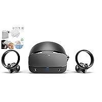 Oculus - Rift S PC-Powered VR Gaming Headset - Two Touch Controller, 3D Positional Audio, Insight Tracking, Adjustable Halo Headband Bundle with TWE Cleaning Cloth