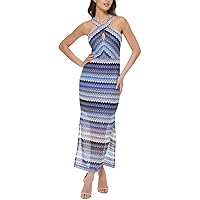 GUESS Womens Halter Long Maxi Dress Blue 10