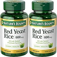 Red Yeast Rice Pills and Herbal Health Supplement, Dietary Additive, 600mg, 120 Capsules (Pack of 2)