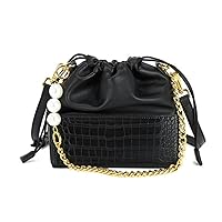 Handbag Crocodile Pattern Chain Pearl Bucket Bag Women's Fashion