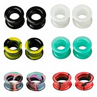 12/16/20/24/32pcs Ear-Tunnels Plugs Expander Piercing-Kit Set : Double Flare Hollow Hard Silicone Ear Gauges Ear Expander Stretcher Body Piercing Jewelry 8g-25mm