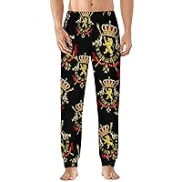 Belgium National Emblem Men's Pajama Pants Soft Lounge Bottoms Lightweight Sleepwear Pants