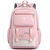 Makukke Backpack for Girls Kids, Cute Kawaii School Bag Lightweight Bookbag Backpack for Middle & High School with Anti Theft Pocket, Pink Backpack