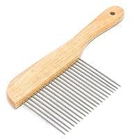 Paw Brothers Poodle Comb Brush for Dogs, Professional Grade, Wooden Ergonomic Handle, Stainless Steel Teeth, Dematting Comb for Dogs, Extra Long Teeth