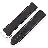 20mm 21mm Rubber Silicone Watch Strap Waterproof Watchband for IWC Mark LE Petit Prince Big Pilot Spitfire Bracelete Accessories (Color : Black red line, Size : 20mm)