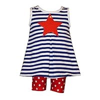 Bonnie Baby Girl First 4th of July Patriotic Sequin Star Shorts Set (0m-24m)