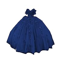 Cute Ball Gown with Butterfly 3D Flower Lace Pattern Quinceanera Prom Dresses for Women Cocktail Party