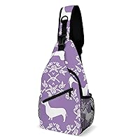 Dachshund Floral Dog Printed Crossbody Sling Backpack Multipurpose Chest Bag Daypack for Travel Hiking