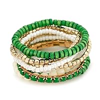 LUREME Bohemian Beads Cube Multi Strand Stretch Stackable Bangle Bracelet Set (bl003172)