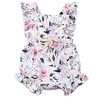 Kuriozud Baby Girl Floral Romper Newborn Infant Ruffle Bodysuit One-Piece Jumpsuit Clothes Summer Outfit