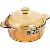 Visions 0.8 Litre Pyroceram Glass Versa Pot with Glass and Plastic Covers, Amber