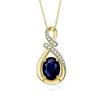 Yellow Gold Plated Silver Classic Designer Necklace: Gemstone & Diamond Pendant, 18