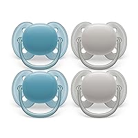 Philips Avent Ultra Soft Pacifier - 4 x Soft and Flexible Baby Pacifiers for Babies Aged 6-18 Months, BPA Free with Sterilizer Carry Case, SCF091/27