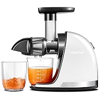 Cold PressJuicer,AMZCHEF Slow Masticating Juicer Machines with Reverse Function, High Juice Yield, Easy Clean with Brush,Recipes for High Nutrient Fruits and Vegetables, White(Updated)