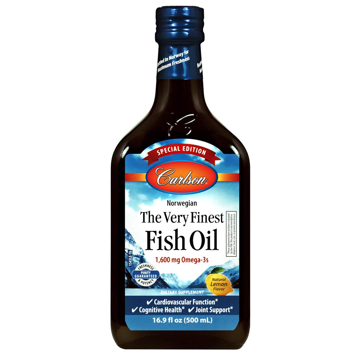 Carlson - The Very Finest Fish Oil, Special Edition, 1600 mg Omega-3s, Liquid Fish Oil Supplement, Norwegian Fish Oil, Wild-Caught, Sustainably Sou...