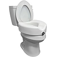 Raised Toilet Seat For Seniors With Safety Lock, Round or Elongated Toilets, Secure Locking Mechanism, 4.5