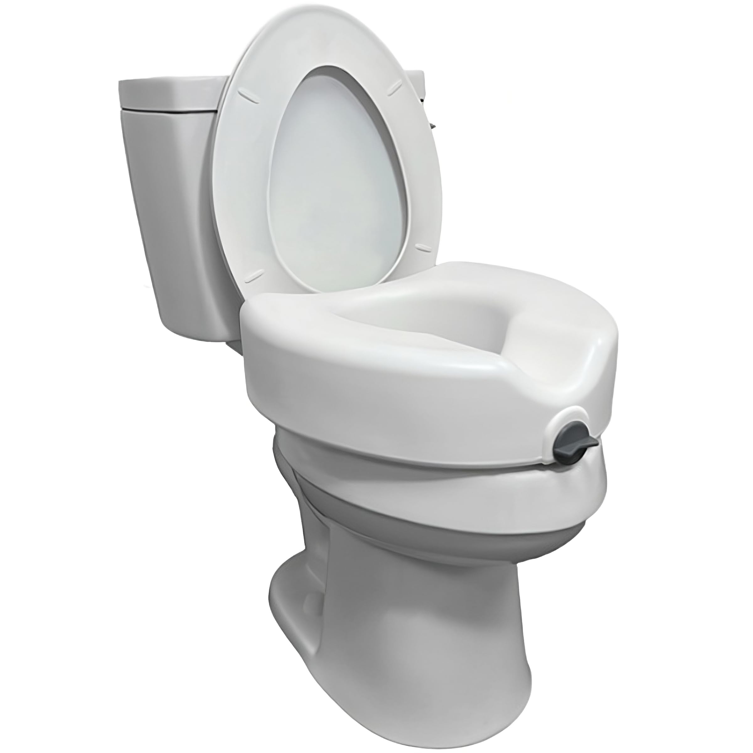 ProBasics Raised Toilet Seat For Seniors With Safety Lock, Round or Elongated Toilets, Secure Locking Mechanism, 4.5