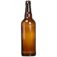 FastRack Beer Bottles Amber Glass Longneck Bottles for Home Brewing 22 oz - Crown Cap Refillable Beer Bottles Food Grade – ECO Friendly Proudly Made in the USA, Brown, Pack of 12