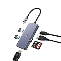 7 in 1 USB C Hub, HOPDAY USB C Adapter with 4K HDMI Dual Display, 100W Type C PD,3 USB 3.0 5Gbps, SD/TF, USB C to HDMI Multiport Dongle for MacBook, iMac, Ipad, HP, Dell, XPS, Surface