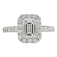 1.61 Carat Natural Diamond (F-G Color, VS1-VS2 Clarity) 14K White Gold Luxury Engagement Ring for Women Exclusively Handcrafted in USA