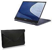 BoxWave Case Compatible with ASUS ExpertBook B5 Flip OLED (B5602F) - Elite Leather Messenger Pouch, Synthetic Leather Cover Case Envelope Design - Jet Black