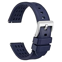 WOCCI Rally FKM Rubber Watch Bands (Not Silicone), Replacement Straps for Men and Women, Quick Release, Stainless Steel Buckle, Choice of Width 20mm 22mm